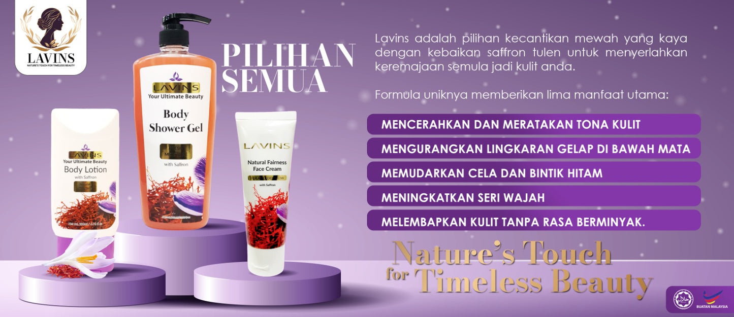 LAVINS Valentine's Skin & Hair Care Bundle: Body Lotion 200ml, Shower Gel 800ml, Face Cream 50g, Shampoo & Conditioner