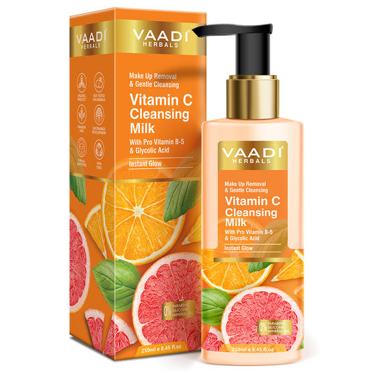 Organic Vitamin C Cleansing Milk with Pro Vitamin B-5 & Glycolic Acid (250 ml/8.45 fl oz)